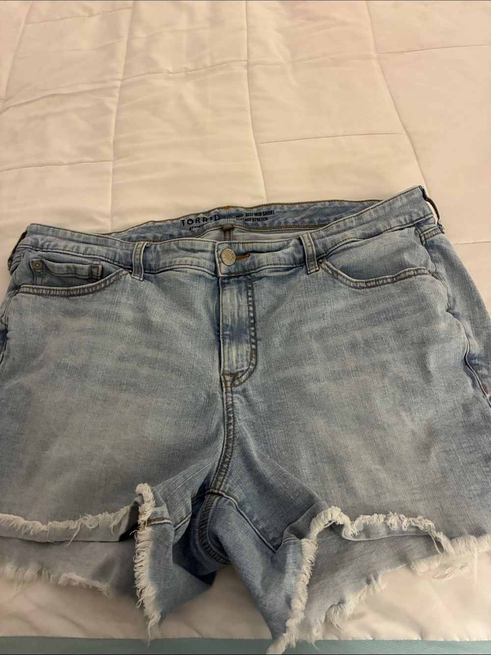 torrid Light Blue Distressed Frayed Hem Jean Shorts